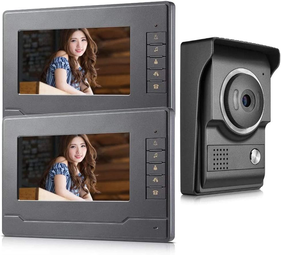 AMOCAM Video Intercom System, Wired 7 Inches Monitor Video doorphone Doorbell System,Video Door Phone HD Camera Kits Support Unlock, Monitoring, Dual-Way Intercom for Villa House Office Apartment