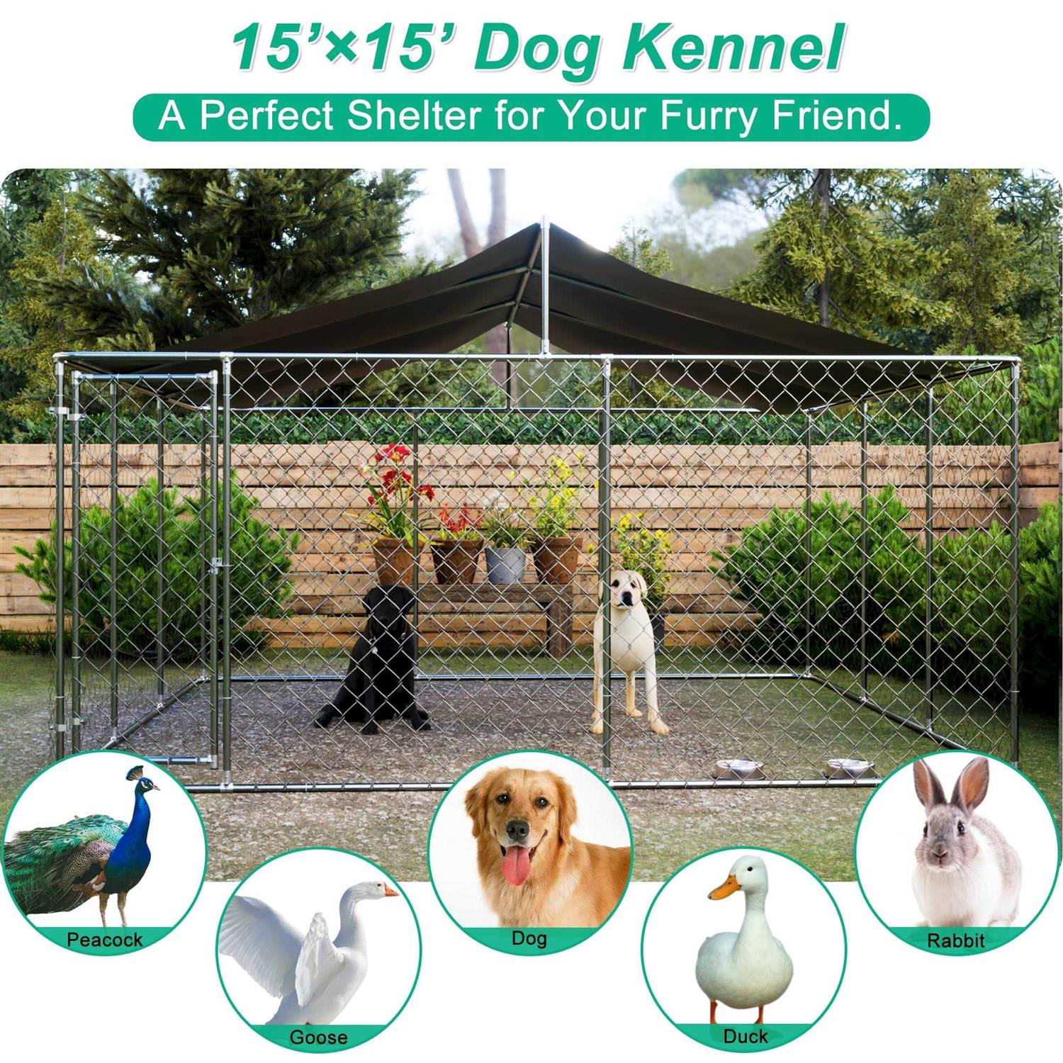 Lzbeitem 15 x 15ft Outside Dog Kennels for Large Dogs Playpen - Pet Supplies online store