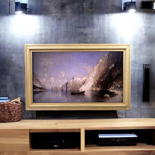 TV frame for Samsung The Frame TV, fits 32, 43, and 50 inch TVS. Natural Wood Finish (not for use with other models) Handmade wood ornate TV Frame