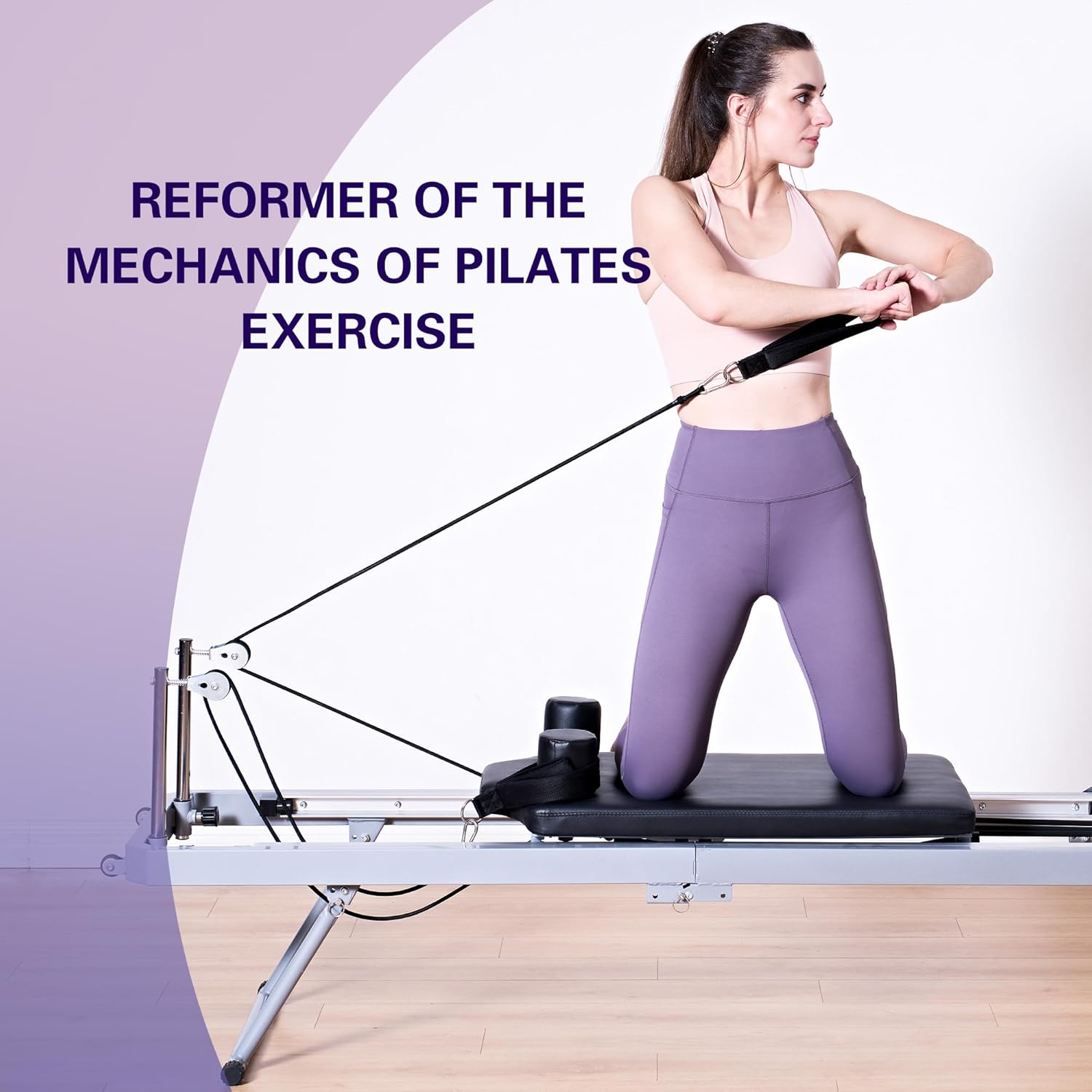 DlandHome Pilates Reformer Machine, Foldable Pilates Machine Equipment for Home, Foldable Reformer Pilates for Beginner, Up to 330lbs, Black