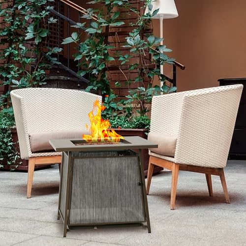BALI OUTDOORS 50000 BTU Propane Fire Pit with Lid, 28 inch Fire Pit Table Outdoor, Black Firepits for Outside Backyard, Patio