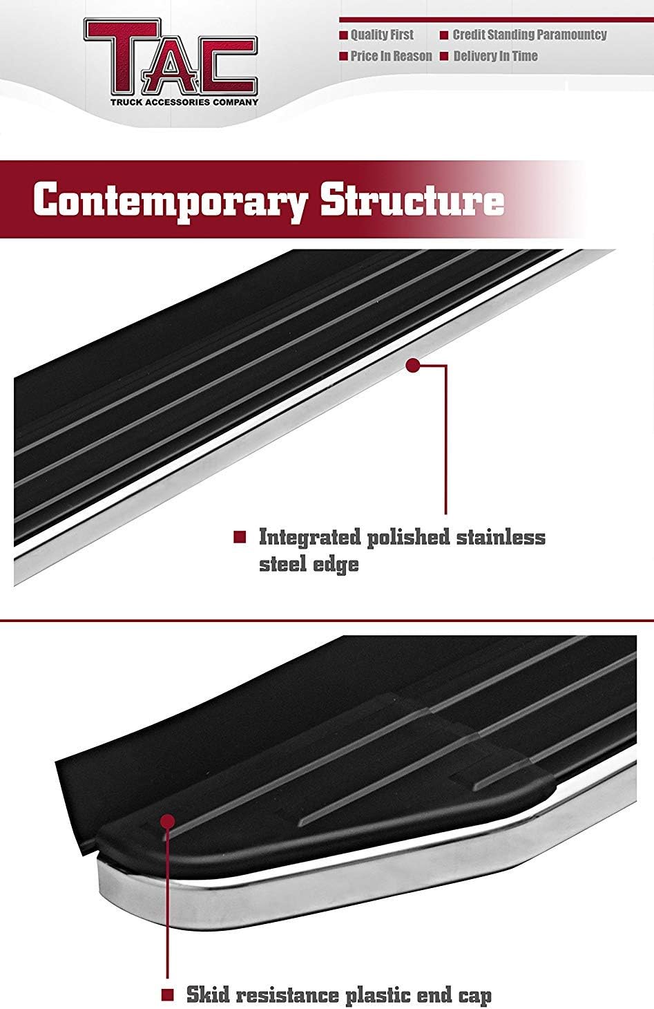 TAC Running Boards Fit 2011-2020 Toyota Sienna (Plastic Cover Under Floor Panel Must be Cut)(Exclude SE Model) Aluminum Black Side Steps Nerf Bars Step Rails Rock Panel Off Road Accessories 2 Pieces