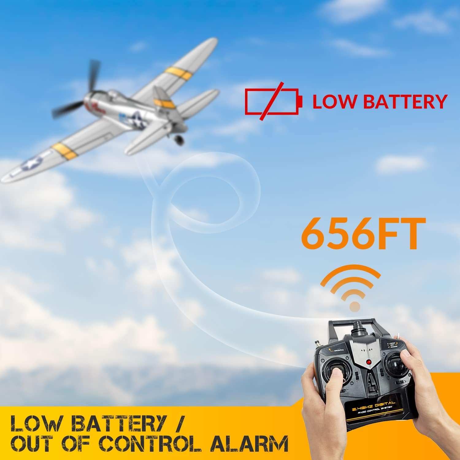 CKYSCHN RC Plane for Beginners, VOLANTEXRC 4CH WWII P-47 Model RC Airplane RTF, Remote Control Plane with Xpilot, Remote Control Airplanes for Adults Boys, One Key Aerobatic