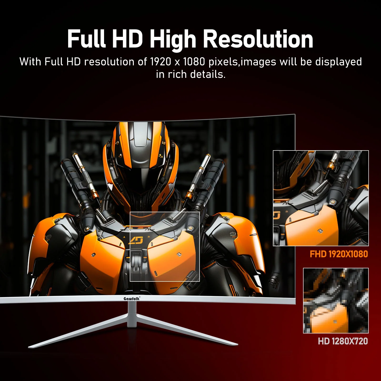 Gawfolk 27 Inch Curved Monitor 100hz,Gaming PC White Computer Monitor FHD 1080P, 1800R Frameless, Built-in Speakers, HDMI