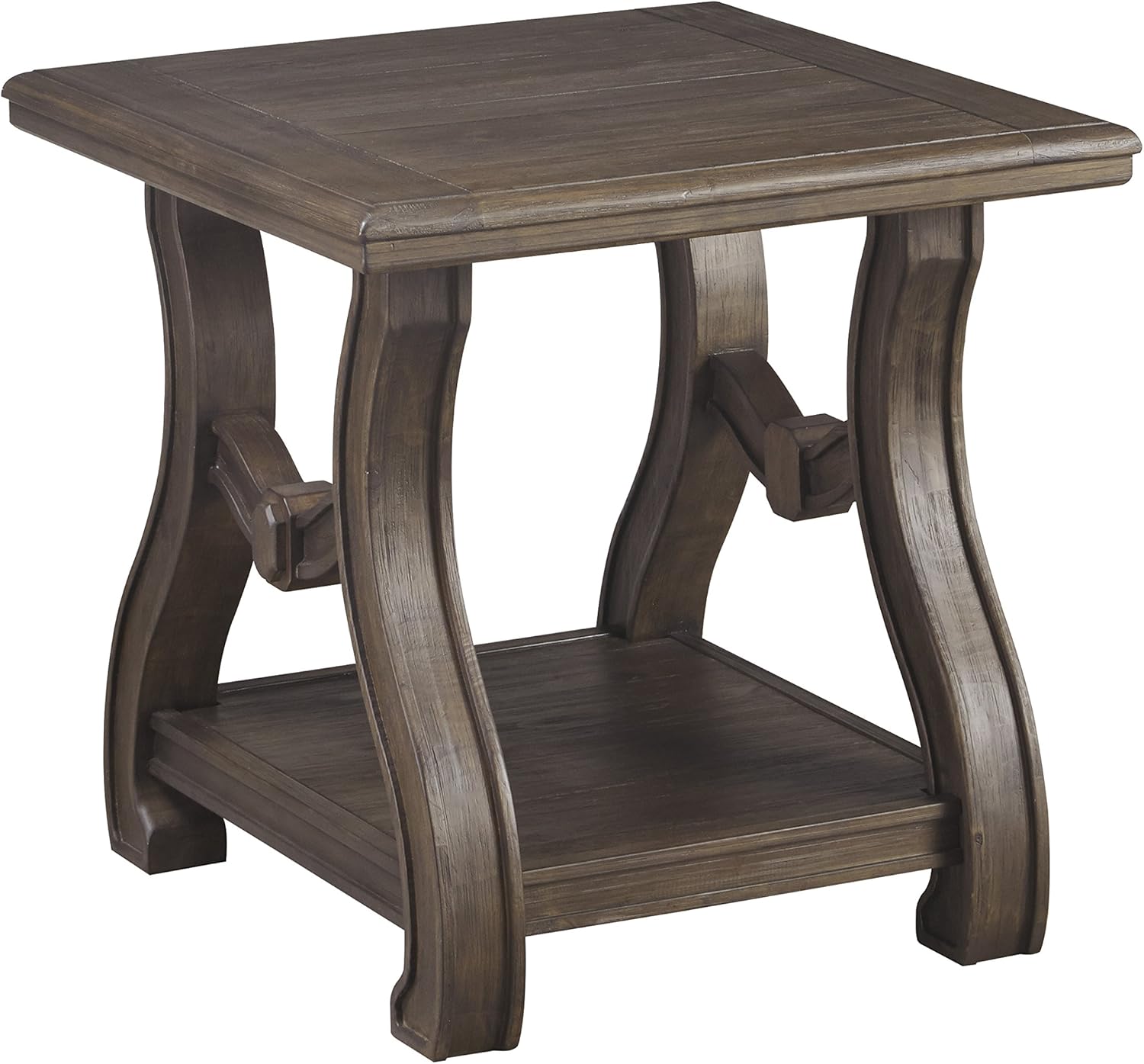 Signature Design by Ashley - Mallacar Vintage Square End Table w/ Fixed Shelf, Black