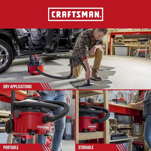 CRAFTSMAN CMXEVBE17040 4 Gallon 5.0 Peak HP Wet/Dry Vac, Portable Shop Vacuum with Attachments