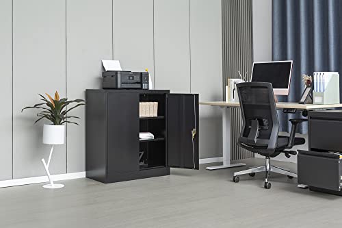 Metal Storage Cabinet, 71" H Locking Cabinet with 5 Adjustable Shelves for Garage, Classroom, School, Home, Office, Pantry-Black