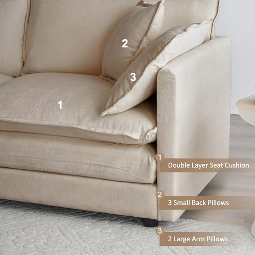 2 Piece Chenille Cloud Couches Set, Modern Loveseat and 3 Seater Sofa Set Living Room Furniture Set for Apartment Office