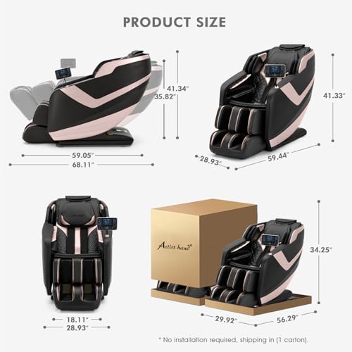 Artist hand Massage Chair Full Body, Zero Gravity Massage Chair, Dual Core SL-Track Massage Recliner Chair with 12 Modes, Bluetooth Speakers, Full Body Airbag Compression, Heating, Foot Rollers, Black