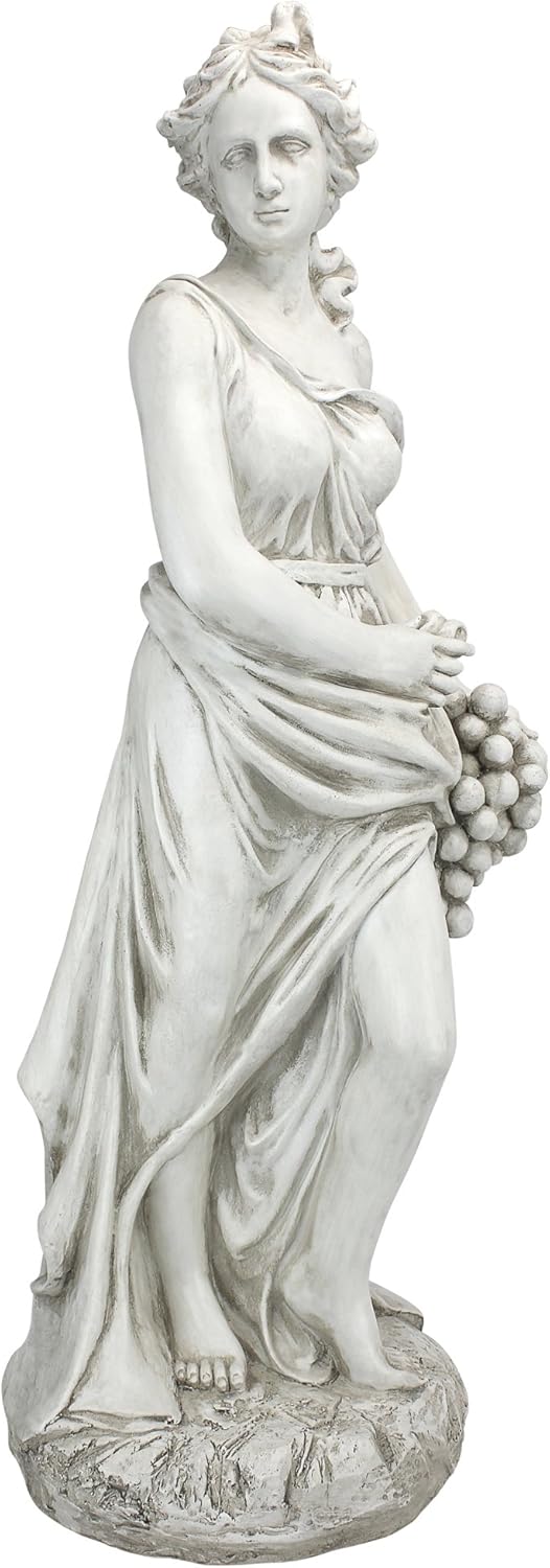 Design Toscano AL53274 Autumn Woman of The Four Seasons Indoor/Outdoor Garden Statue, 14 inches Wide, 33 inches Tall, Handcast Polyresin, Antique Stone Finish