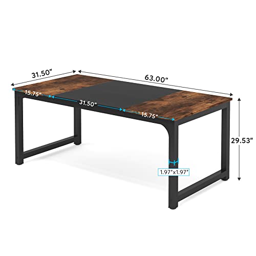 Tribesigns Modern Computer Desk, 63 x 31.5 inch Large Executive Office Desk Computer Table Study Writing Desk Workstation for Home Office, Spliced Desktop, White
