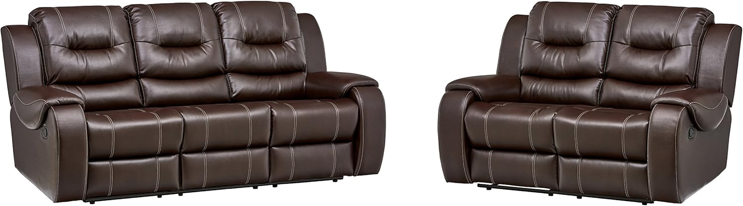 Cambridge Clark Two Piece Set: Sofa, Loveseat Living Room Furniture, Brown