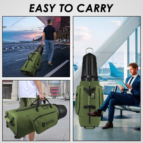 BROTOU Golf Travel Bags for Airlines with Tank Wheels and ABS Hard Shell Top Golf Club Travel Case Waterproof Oxford Fabric Protect Golf Clubs Large Capacity and Easy to Maneuver