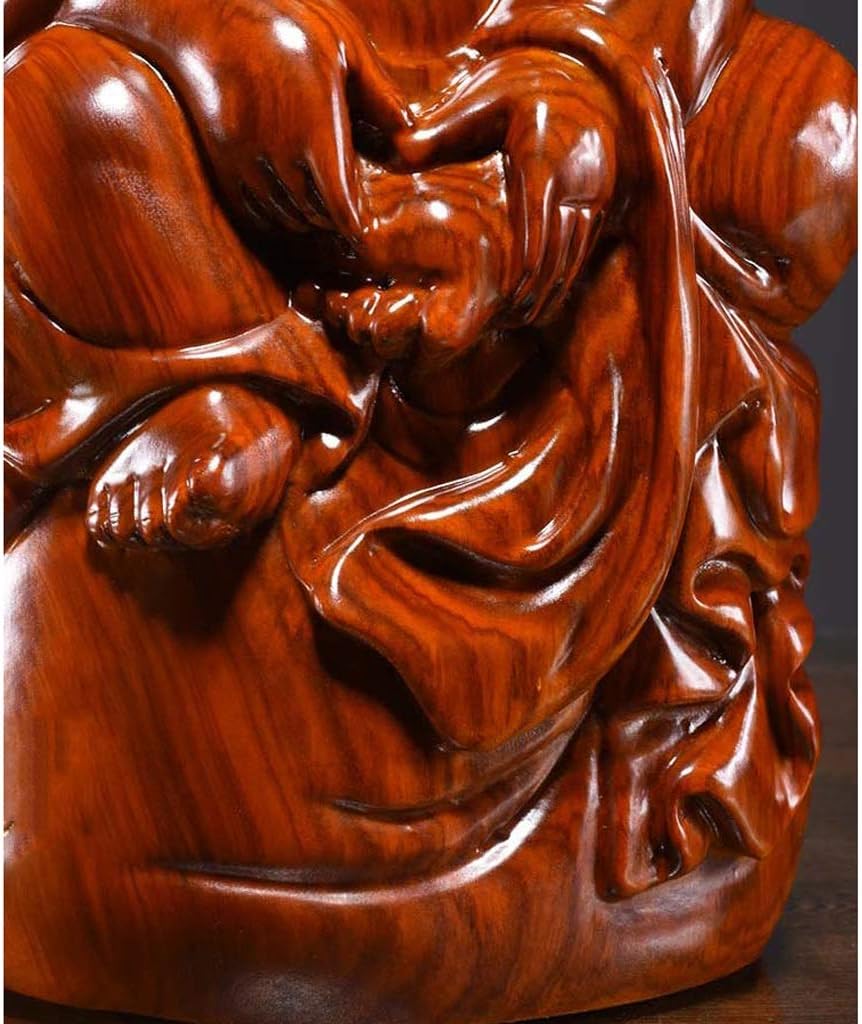 Buddha Statue Buddha Statue Huanghuali Wood Carving Maitreya Buddha Decoration Solid Wood Laughing Buddha Home Craft 7.88 Inches Perfect Decoration