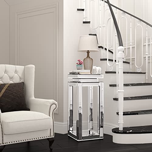 ENENE Mirrored End Table Crushed Diamond Coffee Table for Living Room Small Spaces Side Table for Bedroom Office Hallway Entryway
