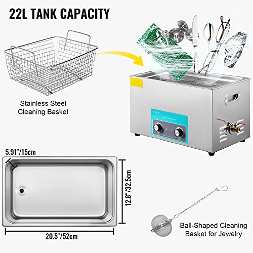 Mophorn 10L Ultrasonic Cleaner 304 Stainless Steel Professional Knob Control Ultrasonic Cleaners with HeaterTimer for Jewelry Watch Glasses Circuit Board Dentures Small Parts Dental Instrument