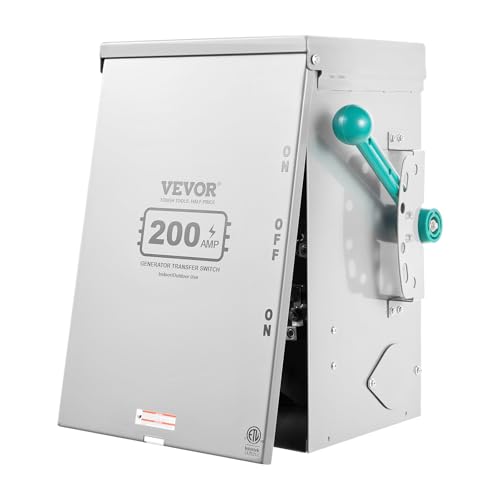VEVOR 200A Generator Transfer Switch, 48000W Manual Transfer Switch, Heavy Duty Double-Throw Power 120/240V, Meeting NEMA 3R Standards, for Outdoor, Indoor, and Portable Generator ETL Certification