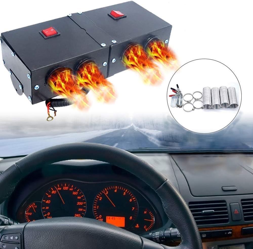 Car Heater - MASO 12V 500W Car Heater Kit High Power Fast Heating Fan Defrost Defogger for Automobile Windscreen Winter Pack of 2