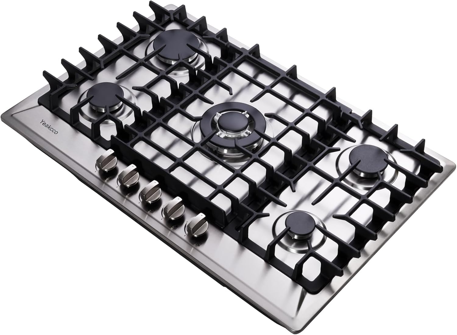 30 Inch Gas Cooktop, Built-in 5 Burners Stainless Steel Gas Stovetop Propane/Natural Gas Convertible Stove Top Dual Fuel Gas Hob