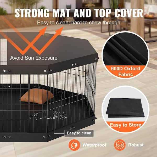 VEVOR Dog Playpen, 8 Panels Foldable Metal Dog Exercise Pen with Top Cover and Bottom Pad