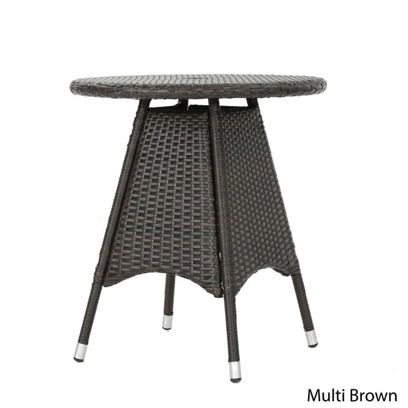 Noble House Corsica 25.75 Round Wicker Patio Dining Table in Brown