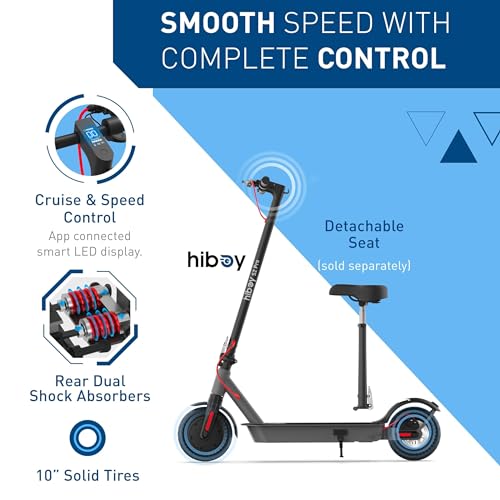 Hiboy S2/S2 Pro/S2 MAX Electric Scooter, 350-500W Motor, 8.5"-10" Solid Tires, 17-40.4 Miles Range, 19 Mph Folding Commuter Electric Scooter for Adults (Optional Seat)