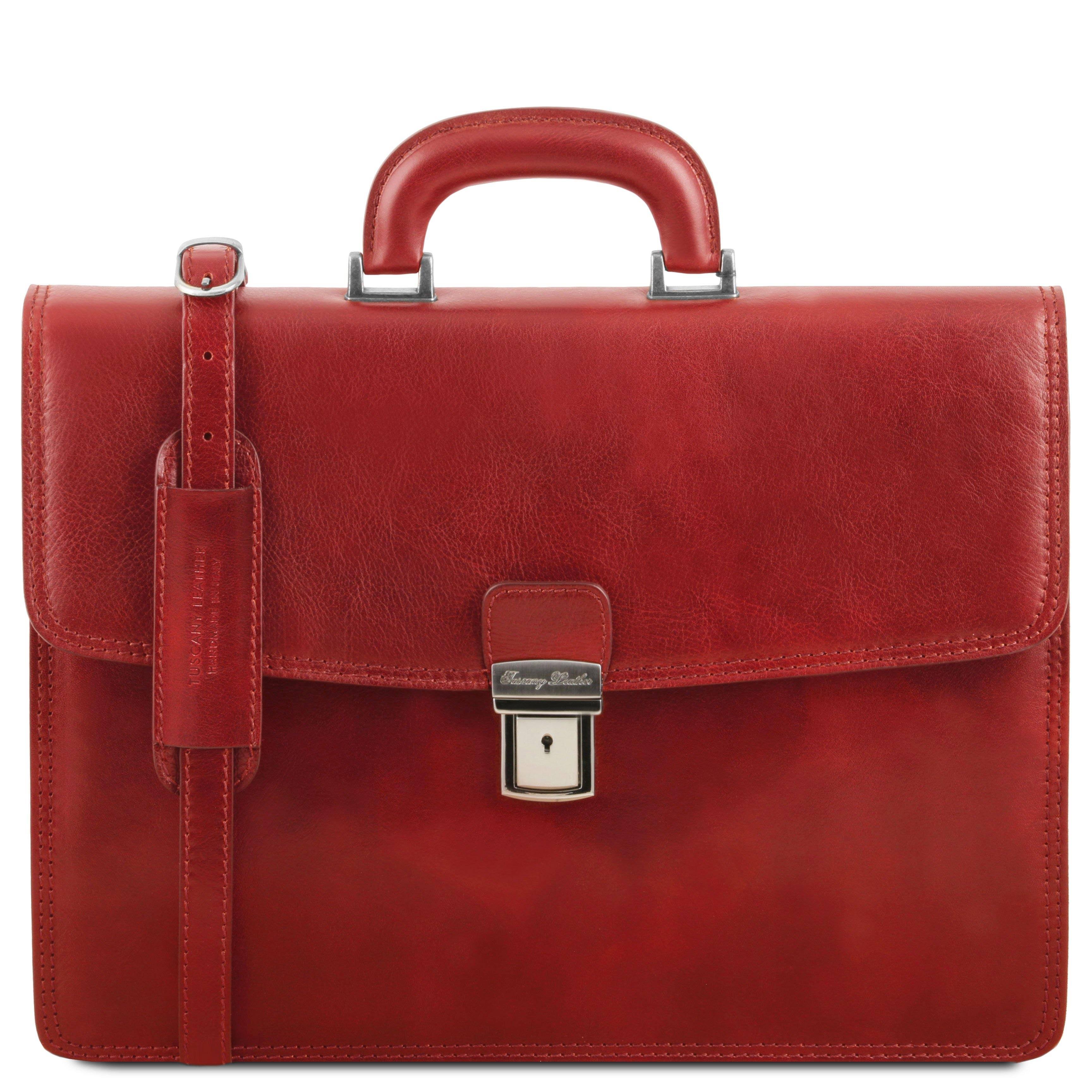Amalfi - Leather Briefcase 1 Compartment - Red