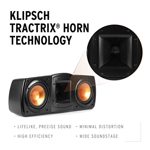 Klipsch B-200-BLACK Synergy Black Label Bookshelf Speakers with a C-200-BLACK Center Channel Speaker and a SUB-120-BLACK Subwoofer Speaker (2020)