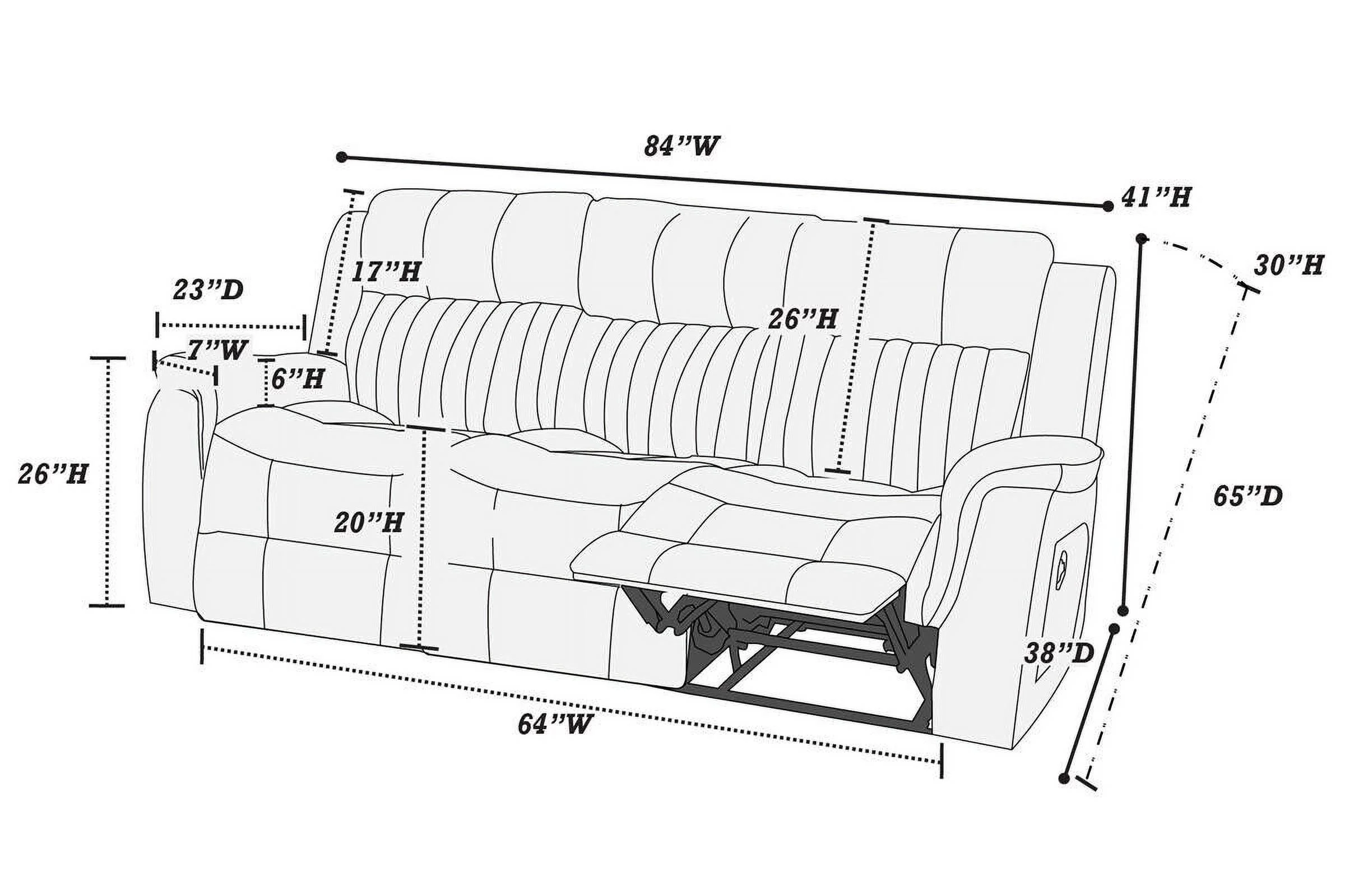 Living Room Furniture Power Motion Sofa Loveseat w Console 2pc Reclining Sofa Set Couch Modern Slate Blue Leatherette