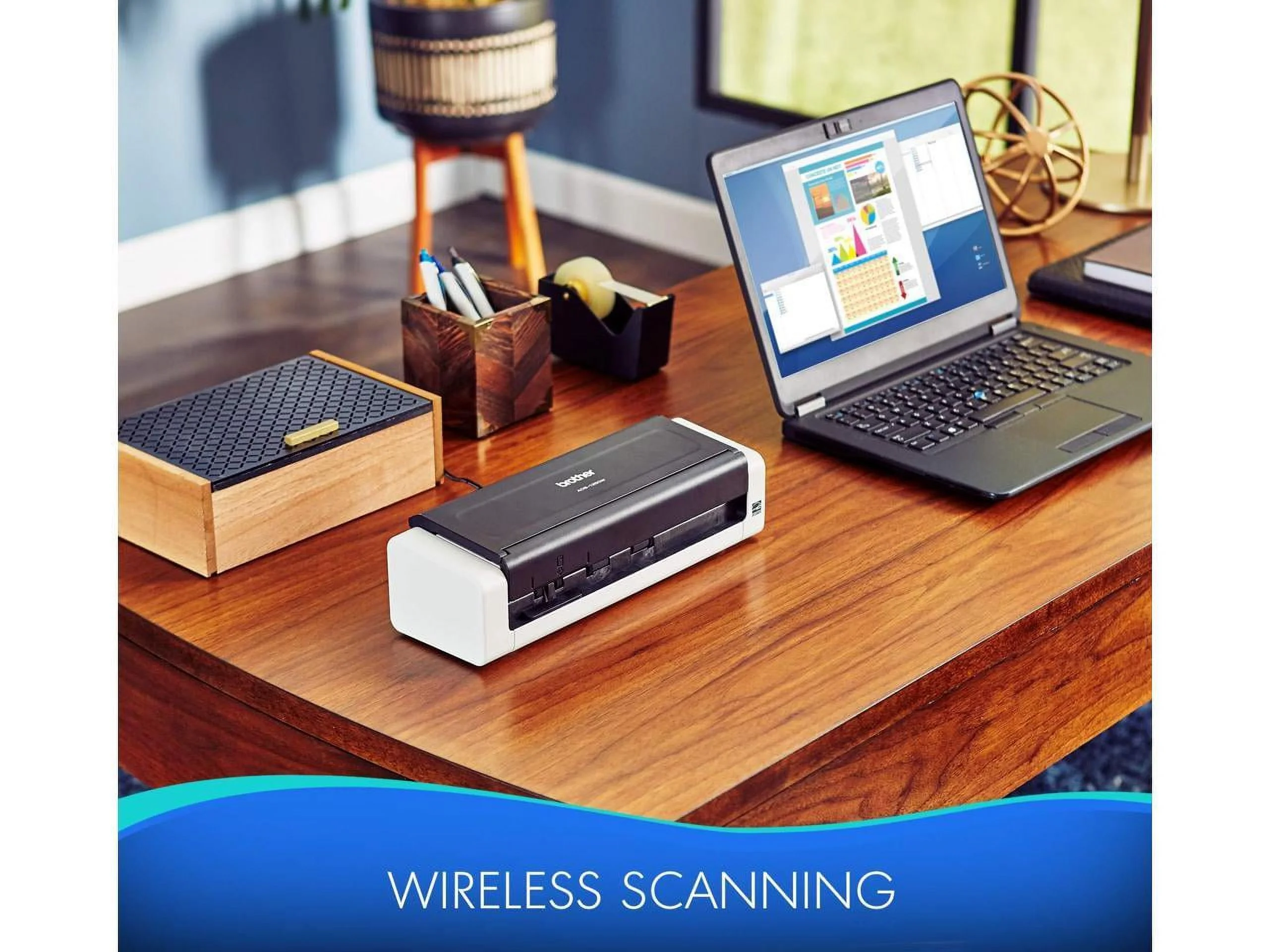 Brother Compact Desktop Scanner, ADS-1250W, Portable, Wireless Connectivity