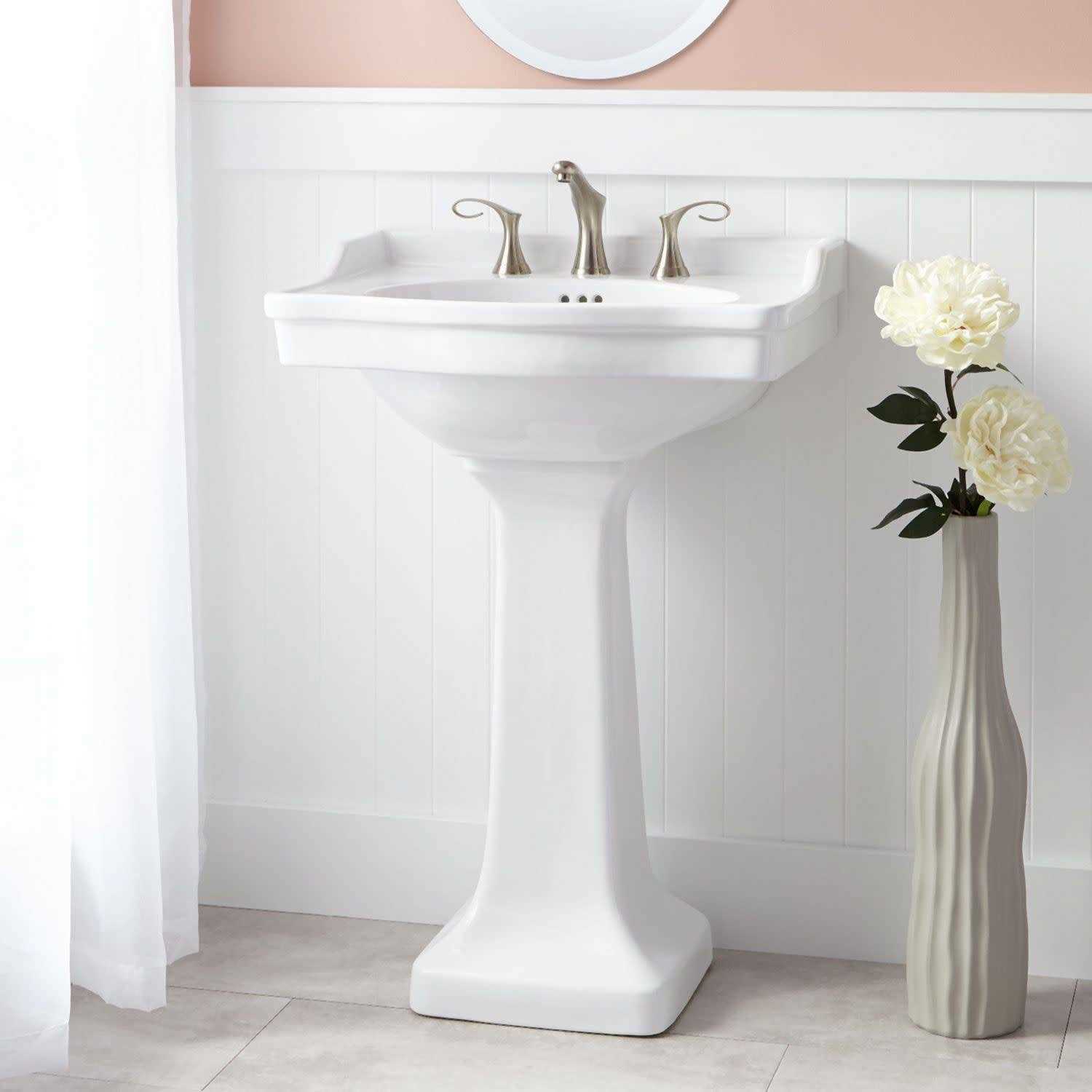 24 Cierra Porcelain Pedestal Bathroom Sink with Overflow Signature Hardware - Shop Hardware Tools Online Store