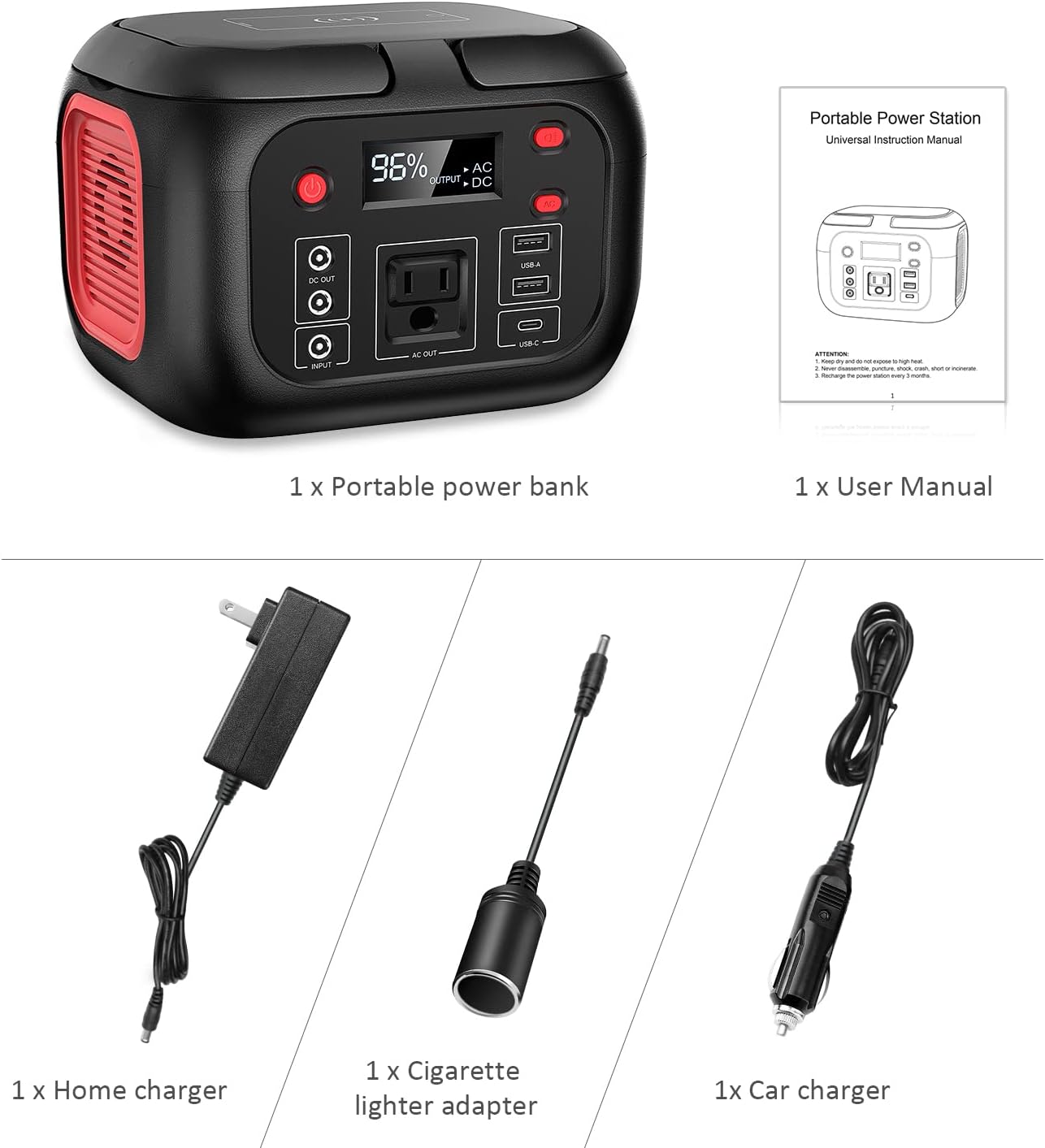 Portable Power Bank with AC Outlet 110V/200W, 42000mAh Power Station with Fast Wireless Charger, Support Pass Through Charging, 7 Outputs Backup Lithium Battery for Home Camping Emergency