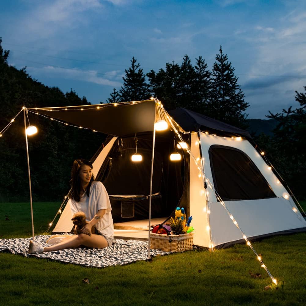 Camping Pop Up Tent for 3-4 Person, Waterproof Family Tent with Top Rainfly Instant Cabin Tent for Camping, Backpacking, Hiking Outdoor Music Festivals
