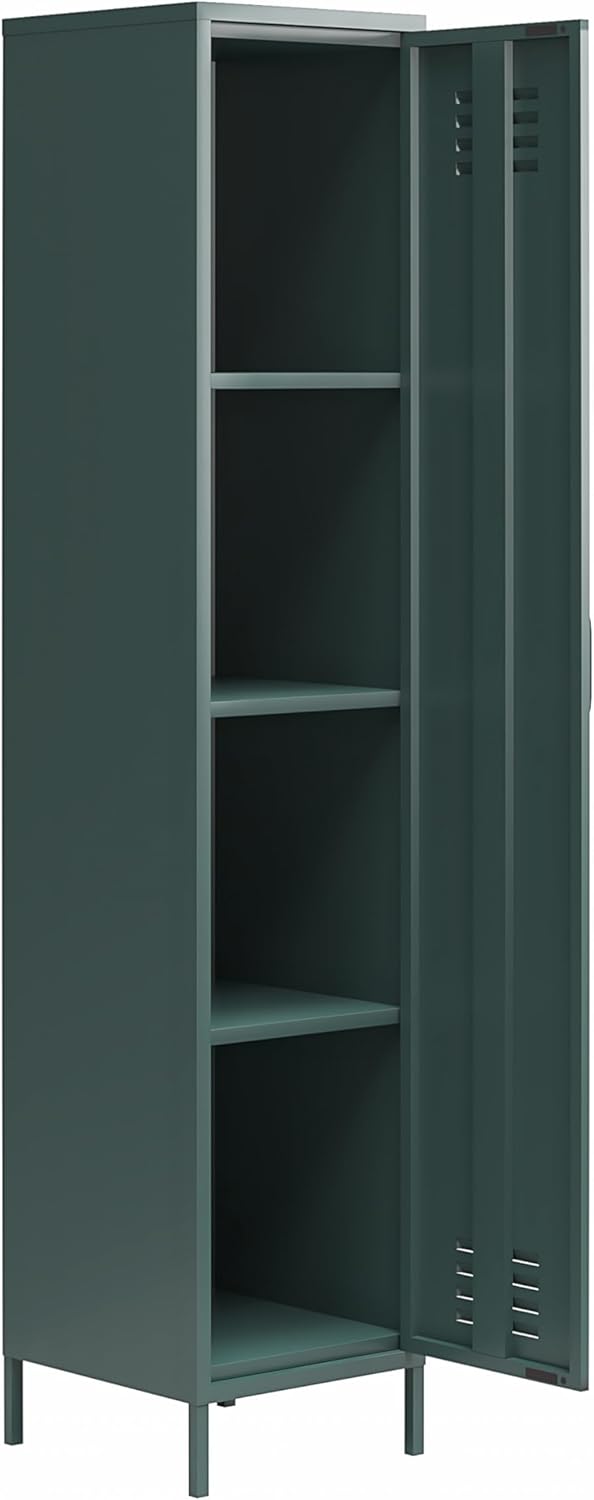 Novogratz Cache 1-Door Tall Single Metal Locker Style Storage Cabinet, Hunter Green