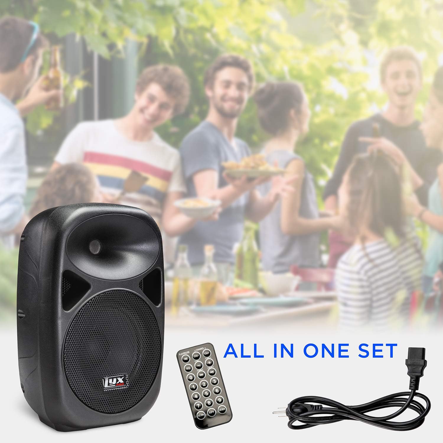 LyxPro 15 Inch PA Active Speaker System Compact and Portable with Equalizer, Bluetooth, MP3, USB, SD Card Slot, XLR, 1/4��, 3.5mm Input, Carry Handles, SPA-15