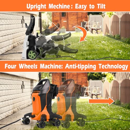 Electric Pressure Washer, 4000PSI 2.8GPM Pressure Washer with 4 Anti-Tipping Wheels, Electric Power Washer with 4 Pressure Tips and 500ML Foam Cannon for Home Garden Cleaning
