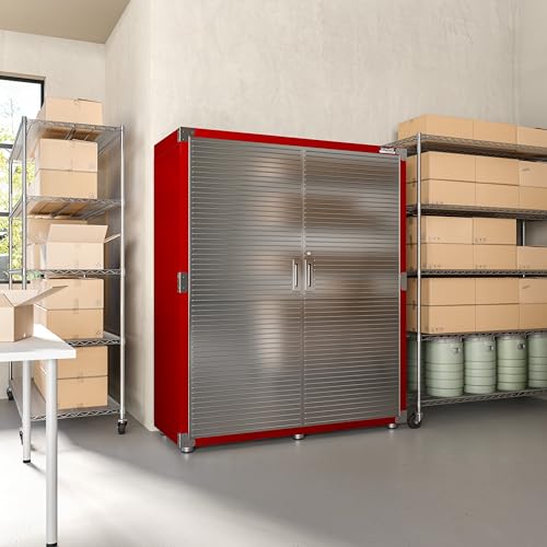 Seville Classics UltraHD Solid Steel Lockable Metal Storage Cabinet Locker Organizer, w/Adjustable Shelves for Garage, Warehouse, Office, Classroom, Granite, 48" W x 24" D x 72" H