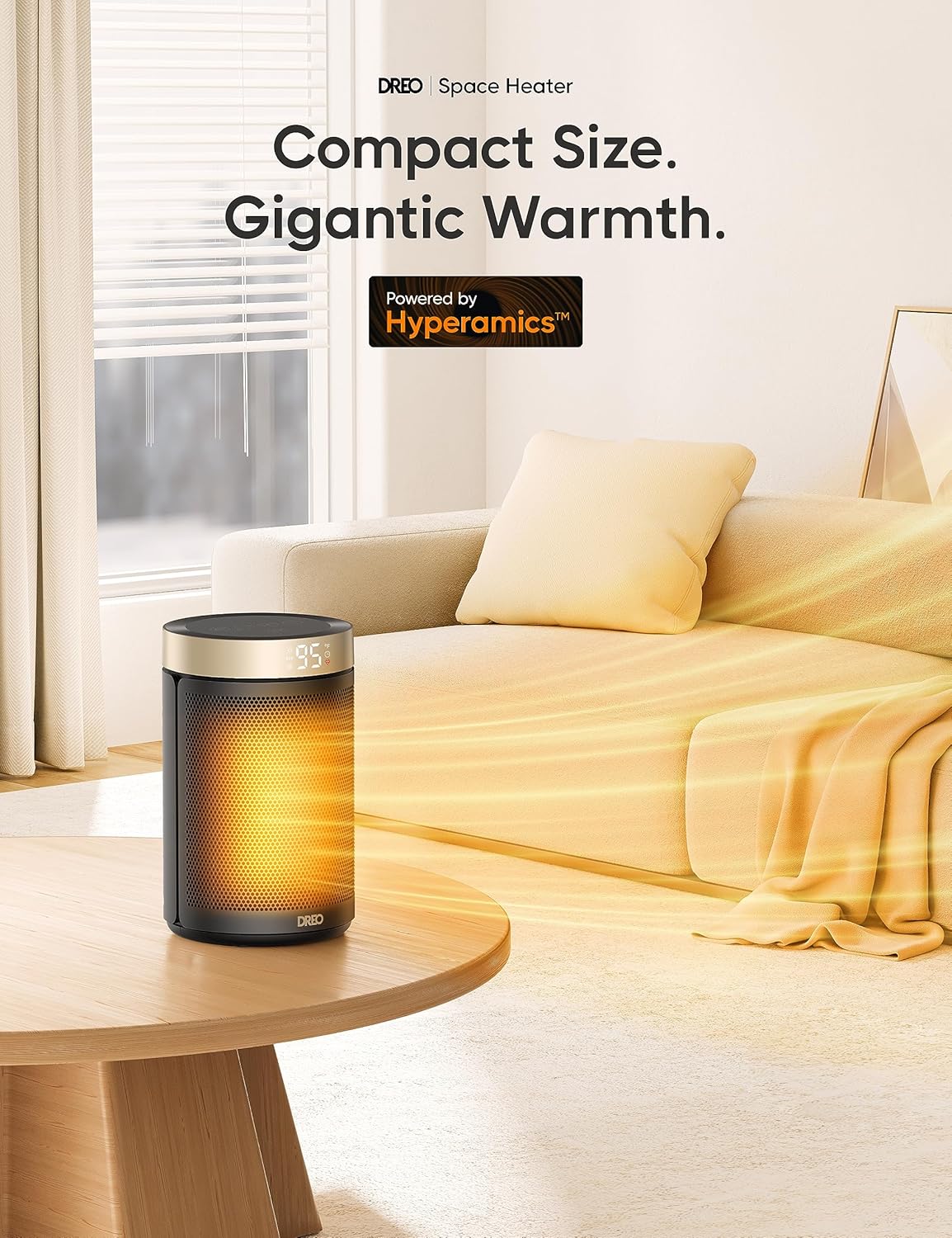 Dreo Wall Heater for Bathroom, Smart Space Heaters with ALCI Plug, 1500W, 120° & Space Heater, Portable Electric Heaters for Indoor Use with Thermostat, Digital Display