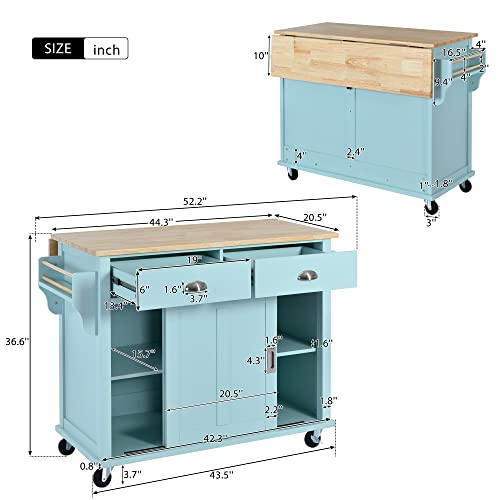 Kitchen Island Cart on Wheels，Rolling Kitchen Island with Drawers and Storage Cabinet (Black)