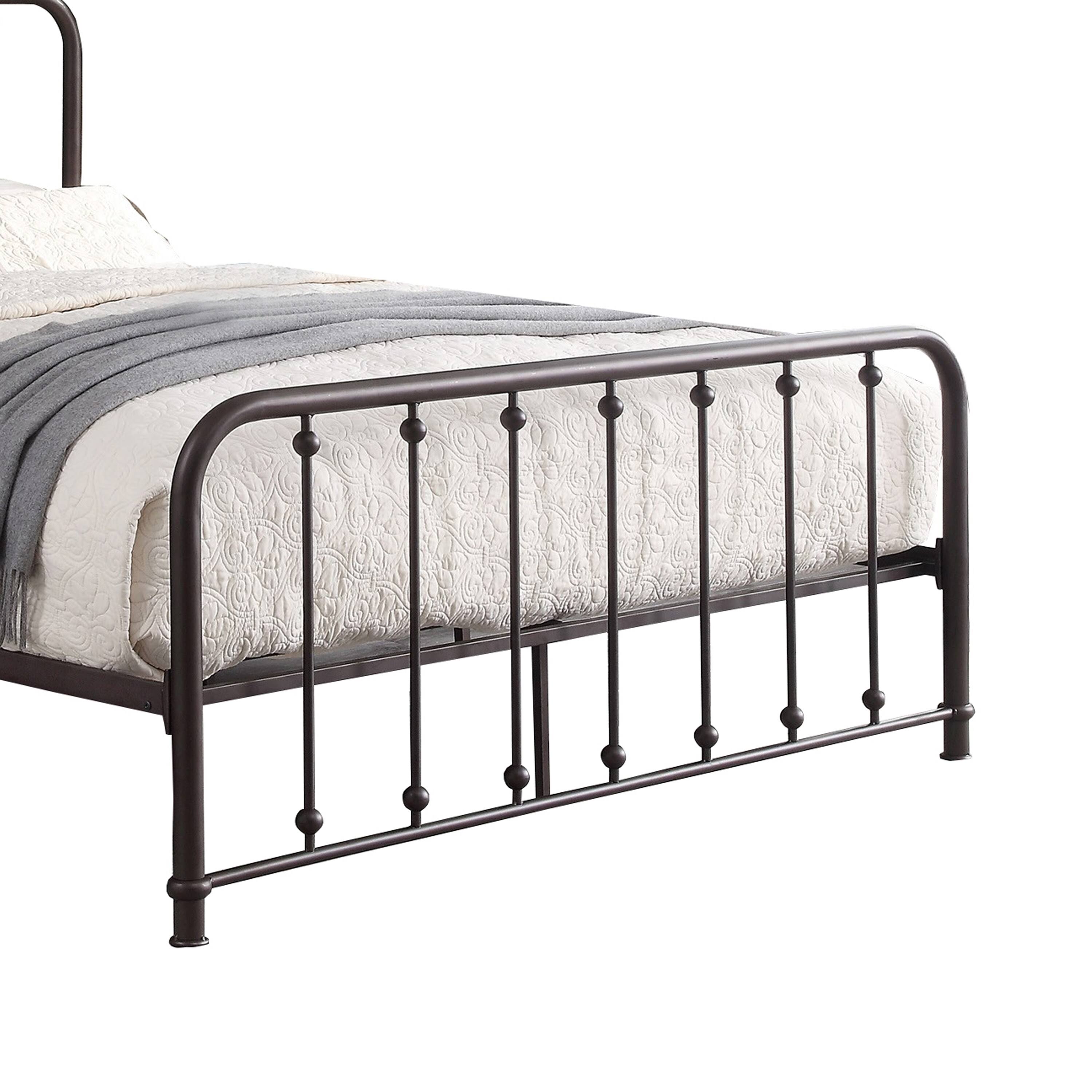 Industrial Metal Full Bed with Spindle Design, Antique Bronze