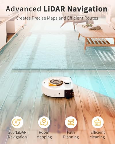 Robot Vacuum Cleaner, 22,000Pa Ultra-Strong Suction - Automatic Robot Vacuum for Pet Hair & Carpets, Tangle-Free Cleaning, Smart Mapping with LiDAR Navigation, App Controlled Vacuum Robot (V10)