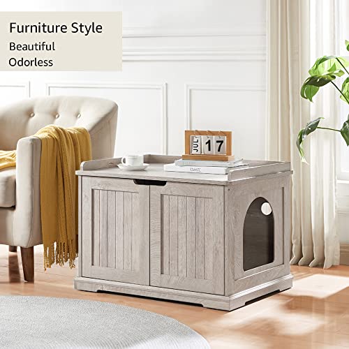 unipaws Extra Large Cat Litter Box Enclosure Furniture with Top Opening, XL Washroom Bench for Cats, Jumbo Automatic Litter Box Cover and Hidden Cat Box