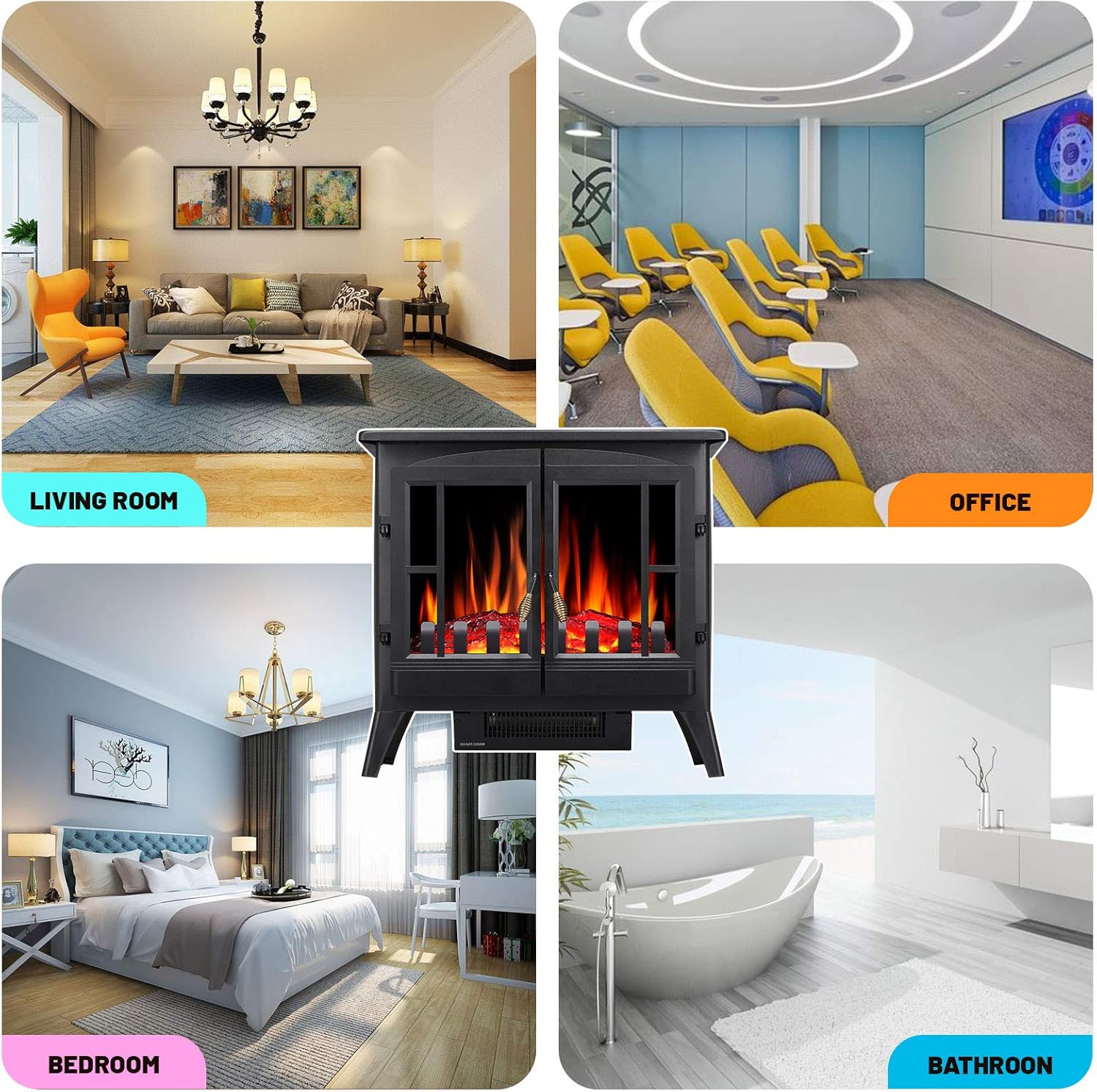 Antarctic Star 3D Infrared Electric Fireplace Stove, Freestanding Fireplace Heater Adjustable Brightness,Portable,Thermostat,Overheating Protection,ETL Certified,1000W/1500W(23) Inch