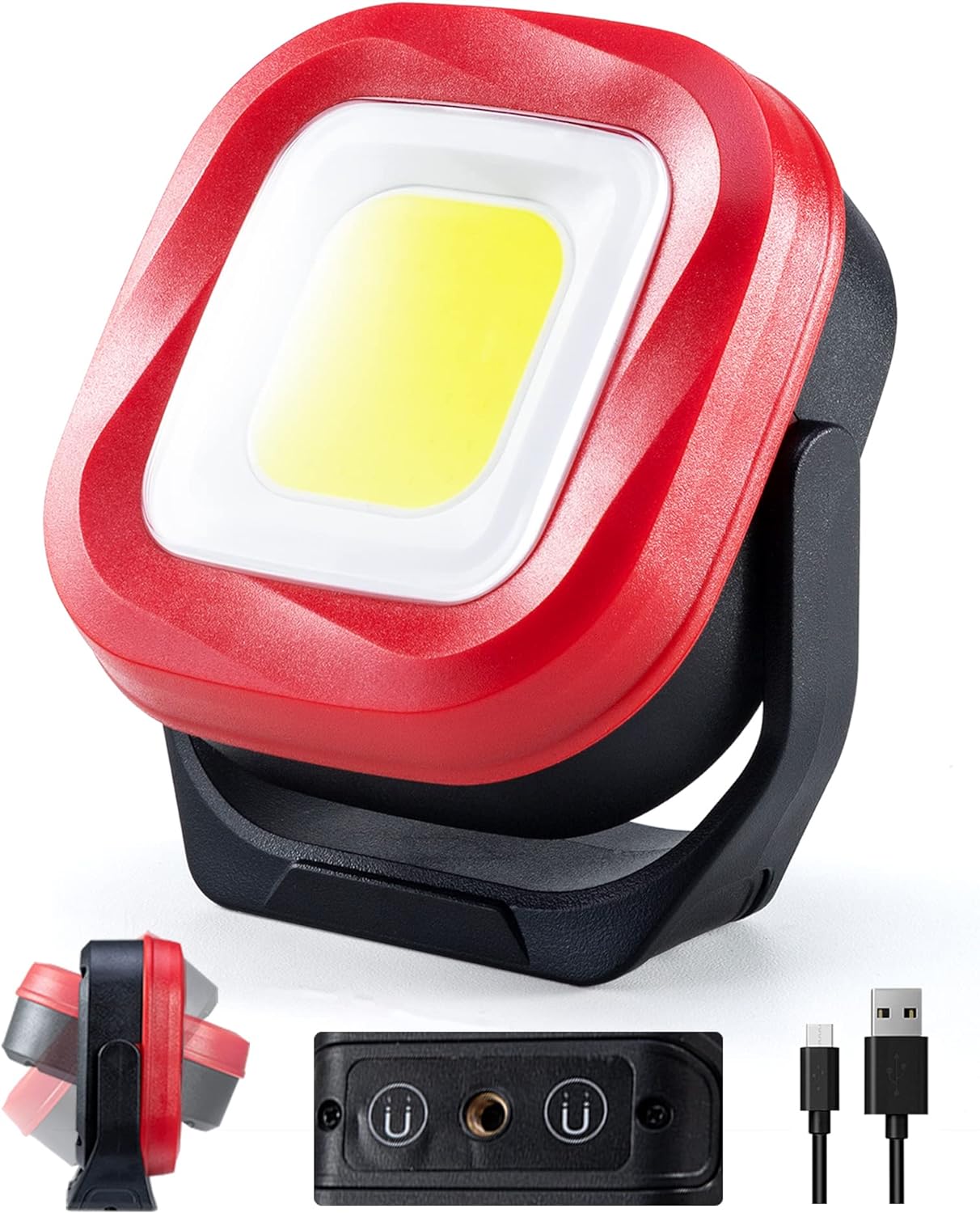 ORHOMELIFE Magnetic Work Light, 42 LEDs 1000 Lumens Rechargeable Work Lights Portable Magnetic Flashlight Inspection Light for Car Repair, Camping, Emergency & Job Site Lighting (2 PCS)