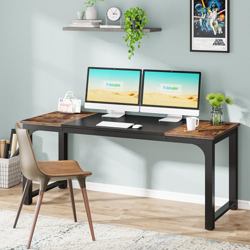 Tribesigns Modern Computer Desk, 63 x 31.5 inch Large Executive Office Desk Computer Table Study Writing Desk Workstation for Home Office, Spliced Desktop, White