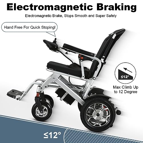 24KM Portable electric wheelchairs Foldable Lightweight, Airplane Approved, All Terrain Power Motorized wheelchairs for Adults and Seniors