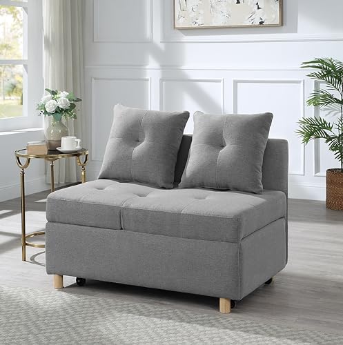 Sofa Bed,4-in-1 Convertible Sofa Bed 3 L-Shaped Couch Soft Seat,Space-saving Sofas with Adjustable Backrest Modern Convertible Chair for Living Room, Apartment and Office (Grey)