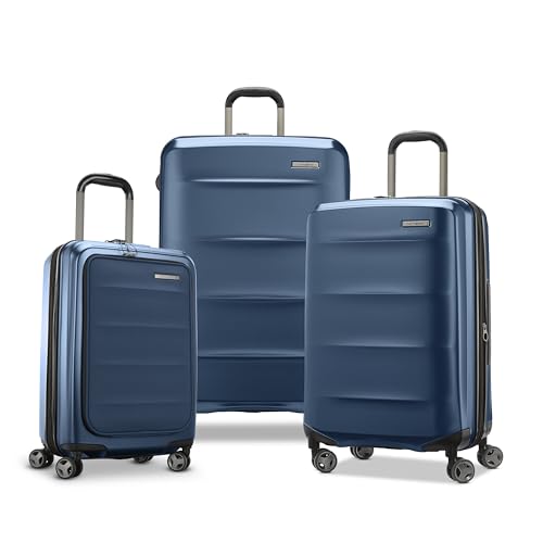 Samsonite Carry-On Pro Front Pocket Hardside Expandable 21-Inch Octiv Luggage: Durable & Impact Resistant, 360° Aero Trac Spinner Wheels, Adjustable Telescopic Handle, TSA Approved Lock - Silver
