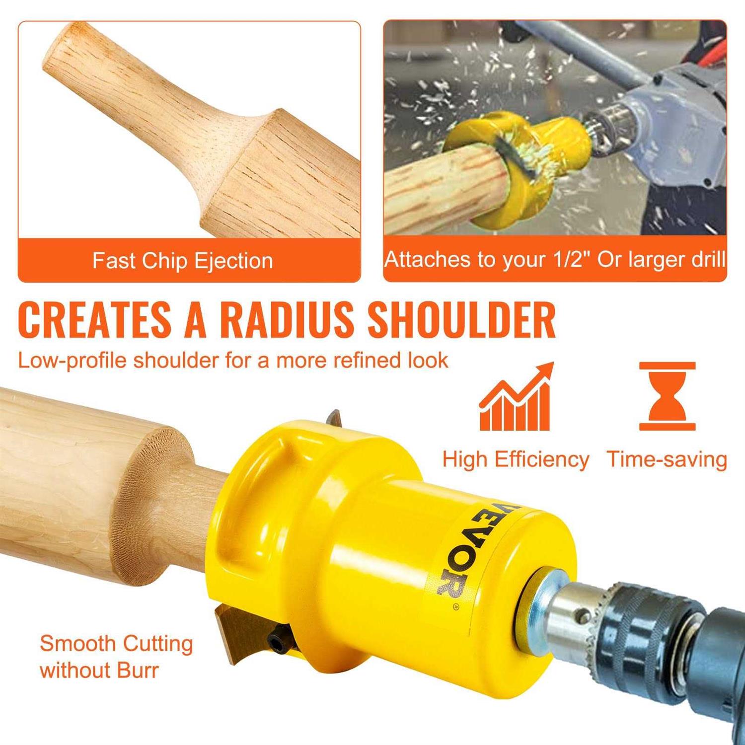 VEVOR Tenon Cutter 1/25.4mm & 2/50.8mm Dual Curved Blades & Button Screws Home Master Kit
