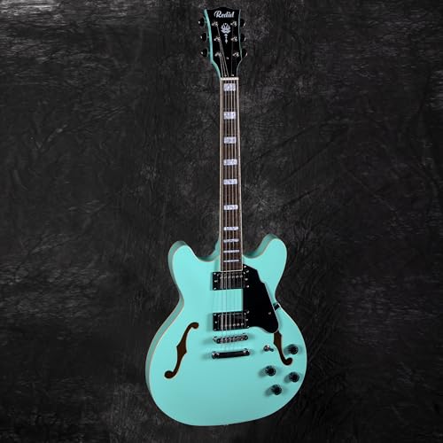 Redid Semi-Hollow Body Electric Guitar RD-100 Jazz Guitar with F-Hole,Maple neck,humbucker Pickups(Brown)